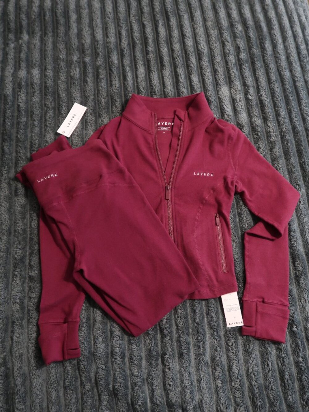 Layere organic cotton zip jacket XS cherry NWT - Picture 3 of 13